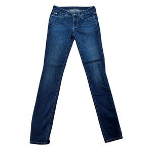 Big Star Womens Size 27R Medium Wash Denim Skinny Jeans Leather Logo Casualwear